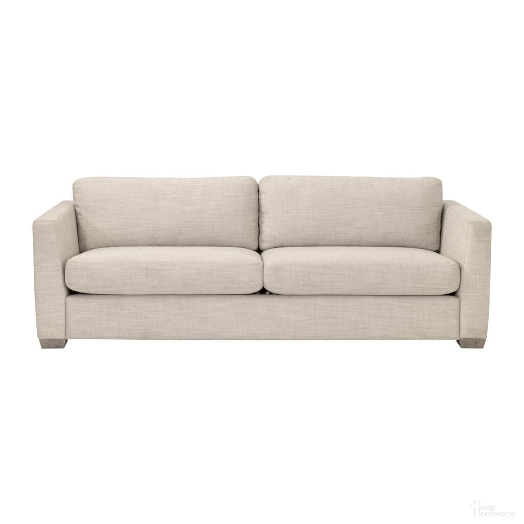 Neiman 95 Inch Taper Arm Sofa In Flax Linen and Natural Gray