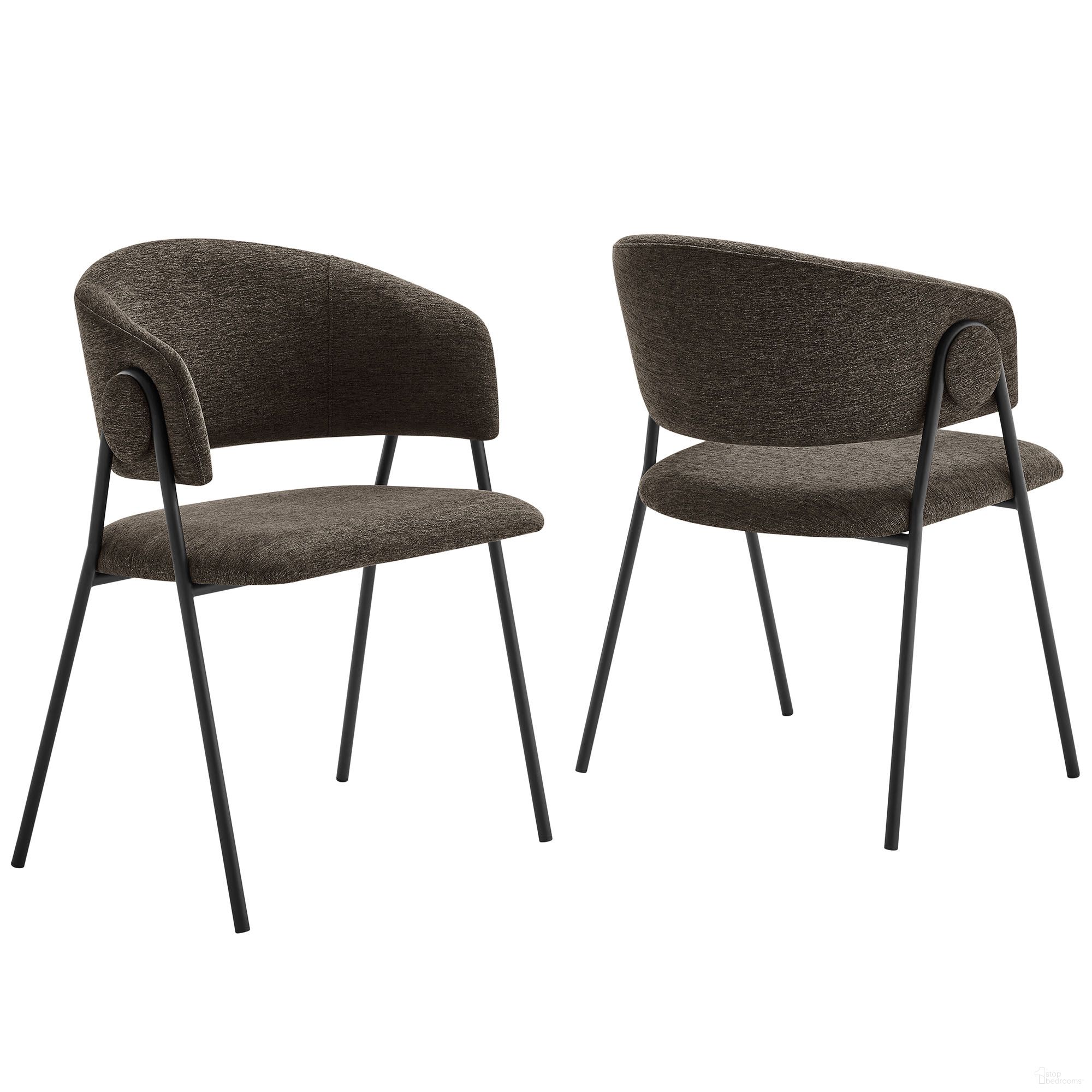 Nella Upholstered Heathered Chenille Dining Chairs Set of 2 In Java and Black