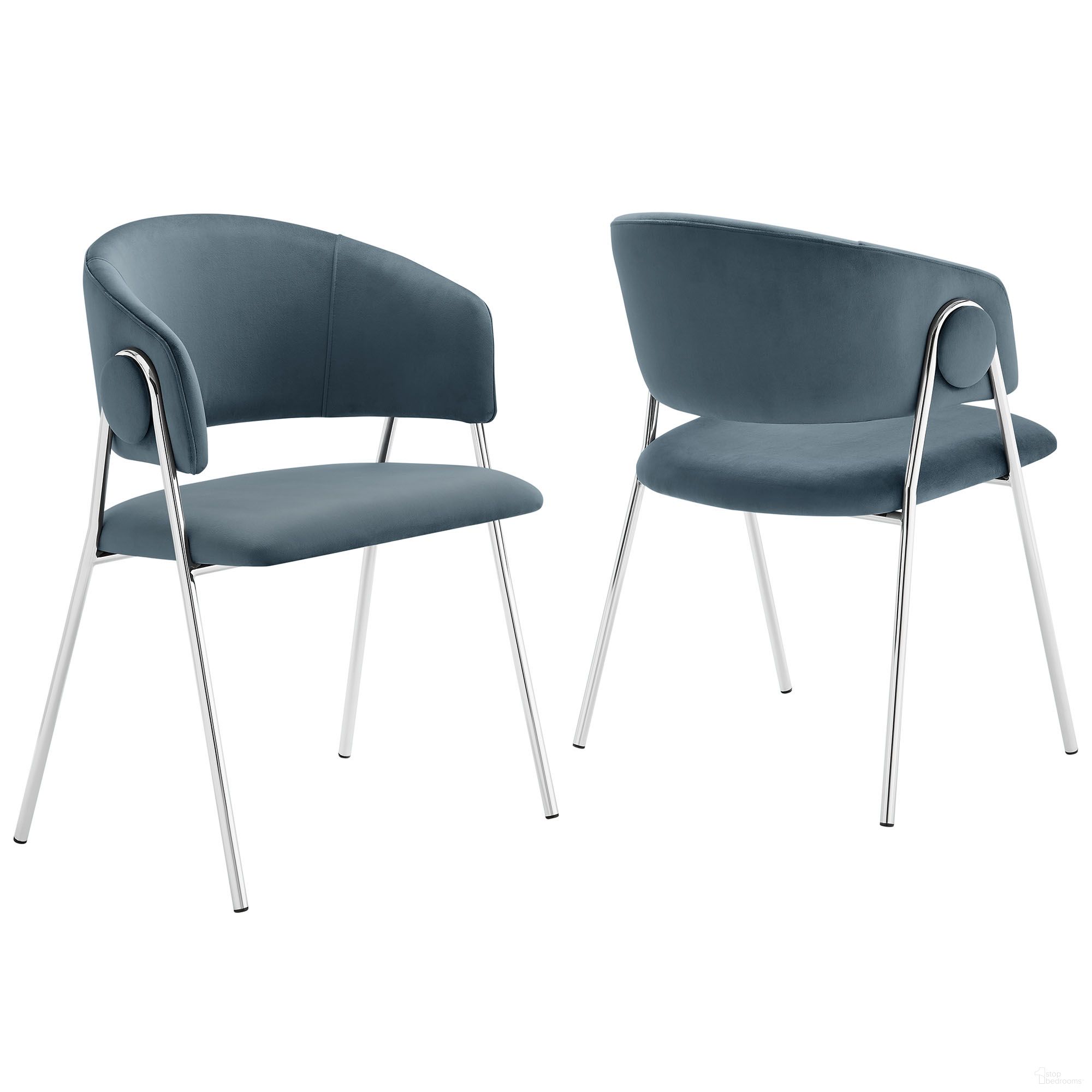 The appearance of Nella Upholstered Performance Velvet Dining Chair Set of 2 In Cadet Blue designed by Modway in the modern / contemporary interior design. This cadet blue piece of furniture  was selected by 1StopBedrooms from Nella Collection to add a touch of cosiness and style into your home. Sku: EEI-7046-CAD-SLV. Material: Velvet. Chair Type: Arm Chair.