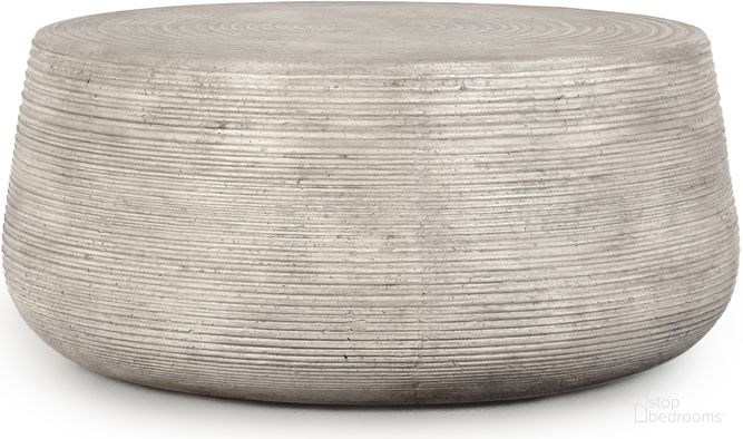 The appearance of Nellie 37 Inch Outdoor Coffee Table In Light Gray designed by Classic Home in the modern / contemporary interior design. This light gray piece of furniture  was selected by 1StopBedrooms from Nellie Collection to add a touch of cosiness and style into your home. Sku: 51031460. Table Top Shape: Round. Material: Glass Fiber Reinforced Concrete.