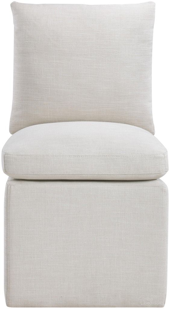 Nelori Linen Textured Performance Fabric Upholstered Dining Chair Set of 2 In Cream