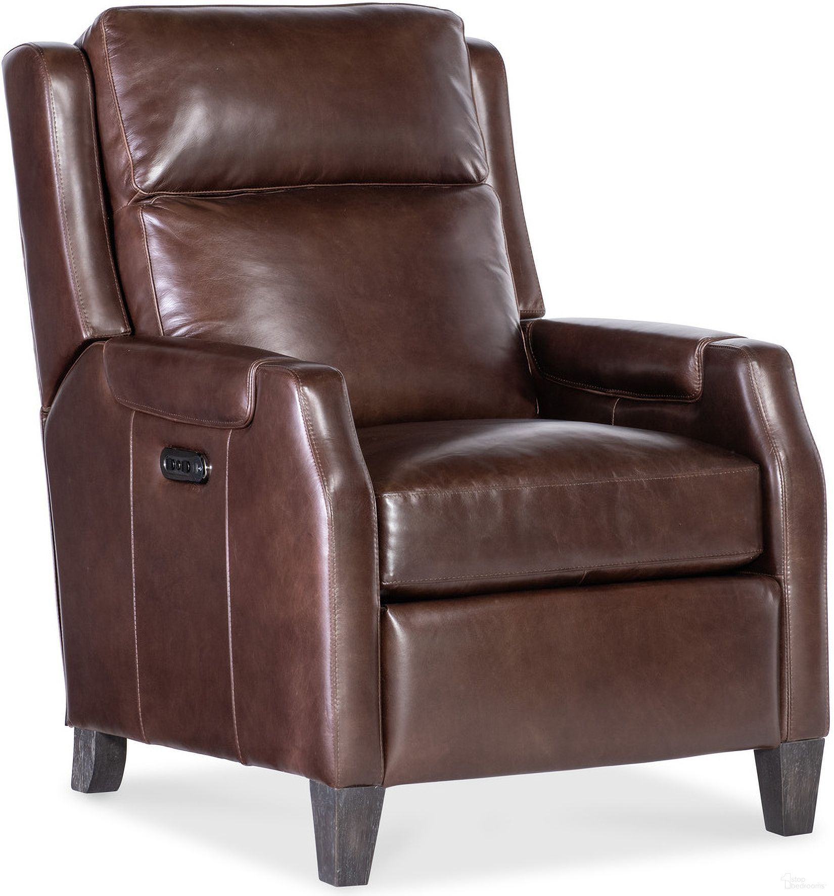 The appearance of Nelson Power Recliner with Power Headrest In Brown designed by Hooker in the transitional interior design. This brown piece of furniture was selected by 1StopBedrooms from RC Collection to add a touch of cosiness and style into your home. Sku: RC818-PH-089. Material: Leather.