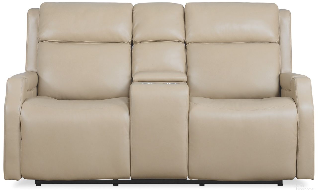 The appearance of Nelson Zero Gravity Loveseat with Power Headrests and Lumbar In Beige designed by Hooker in the transitional interior design. This beige piece of furniture  was selected by 1StopBedrooms from Nelson Collection to add a touch of cosiness and style into your home. Sku: SS836-PHZLC2-070. Material: Leather.