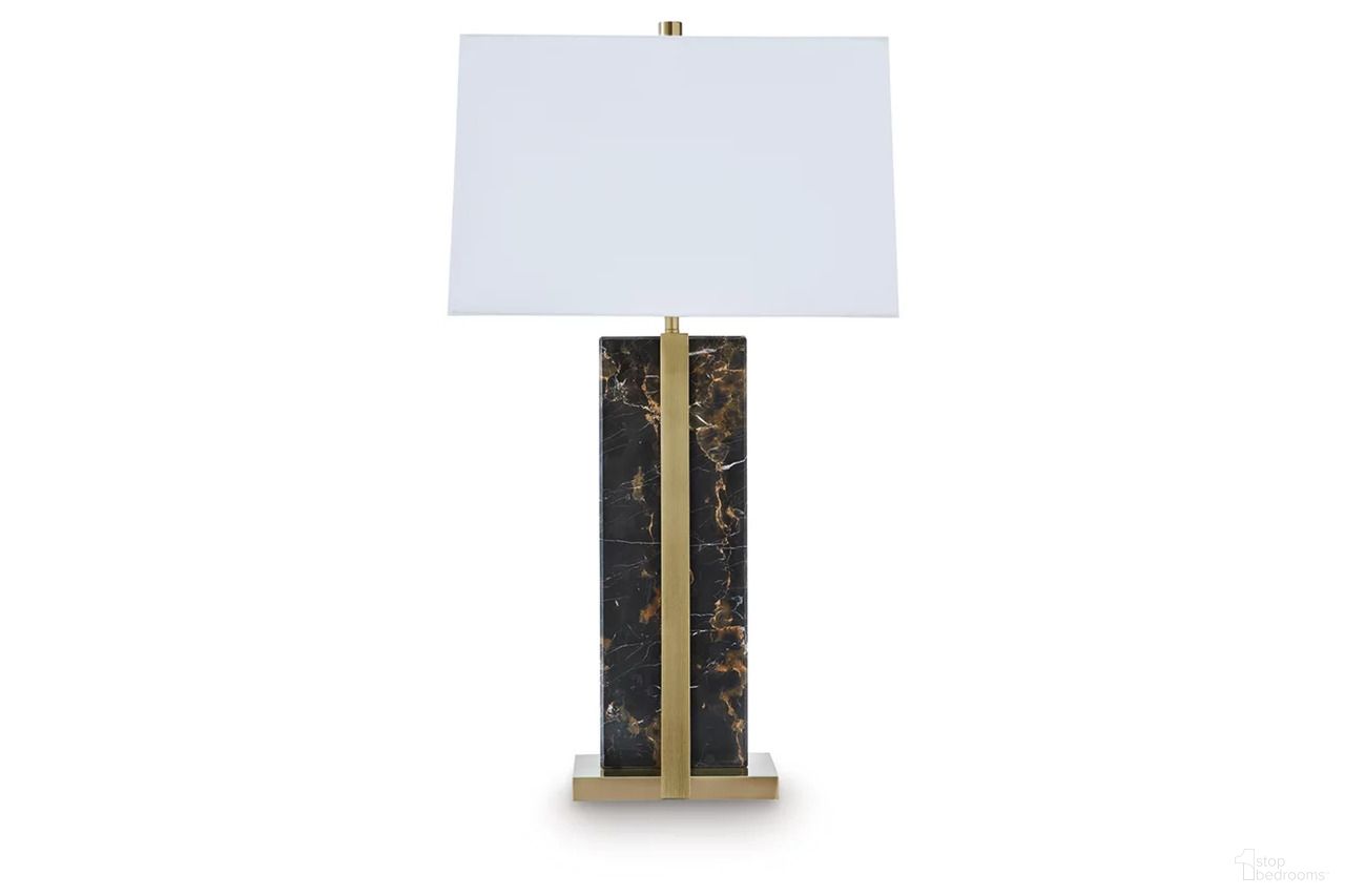 Neonish Marble Table Lamp In Black and Gold