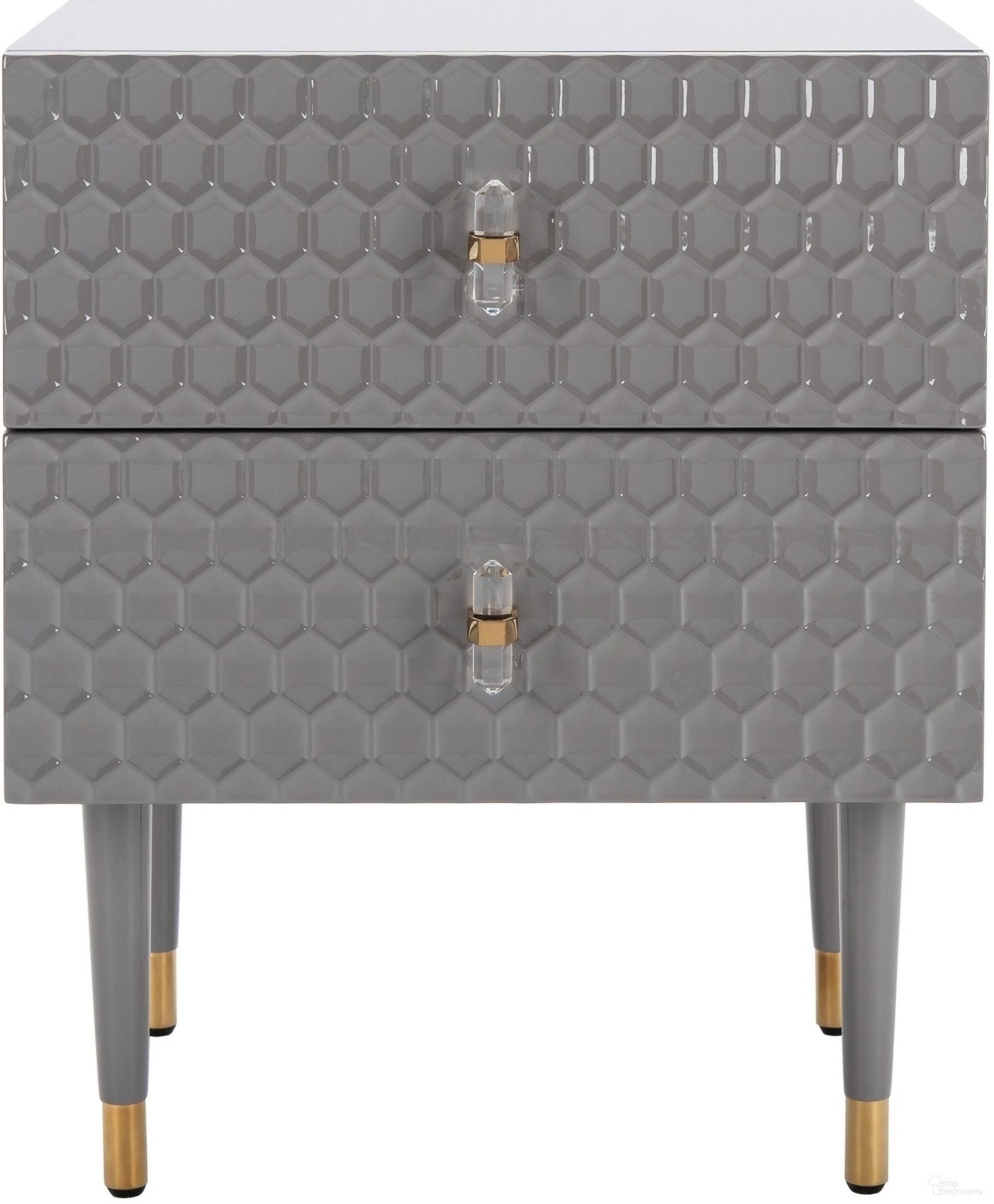 Neptune 2 Drawer Side Table In Grey