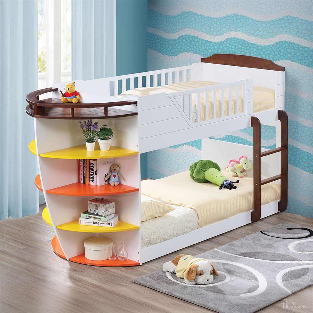 Neptune White and Chocolate Twin Over Twin Bunk Bed