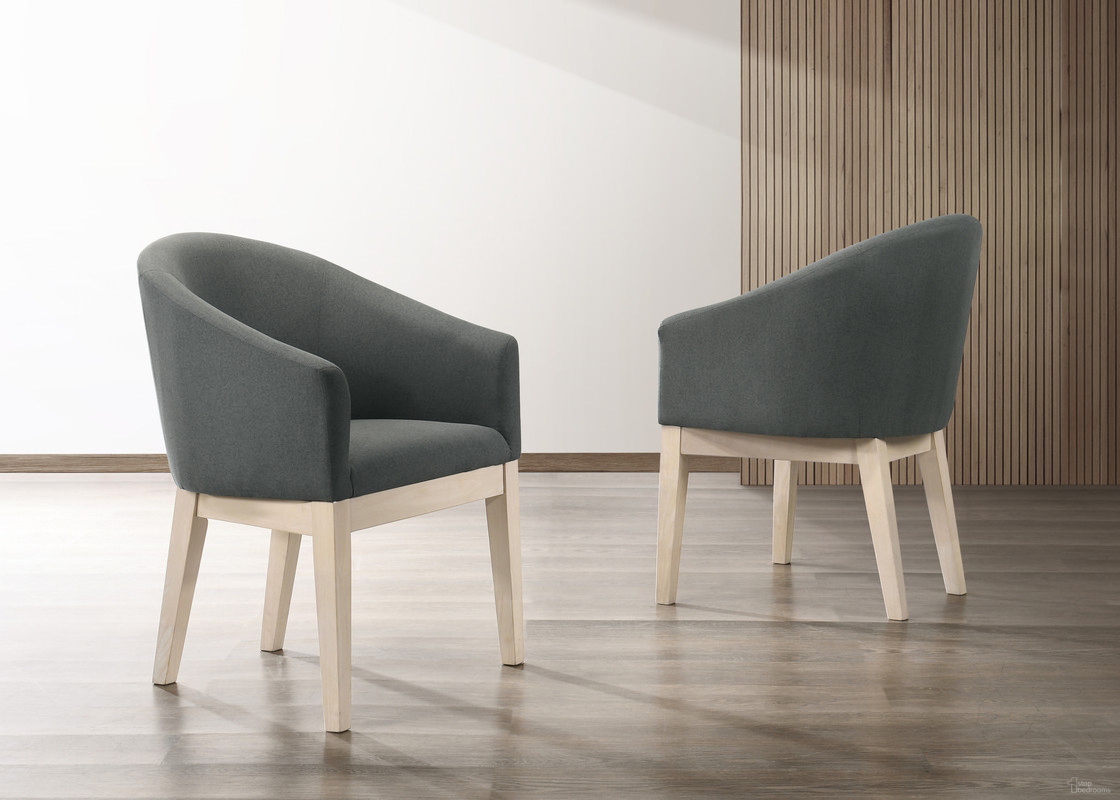 The appearance of Neroli Fabric 23 Inch Barrel Accent Chair Set of 2 In Gray designed by Lilola Home in the modern / contemporary interior design. This gray piece of furniture  was selected by 1StopBedrooms from Neroli Collection to add a touch of cosiness and style into your home. Sku: 30003-C. Material: Solid Wood.