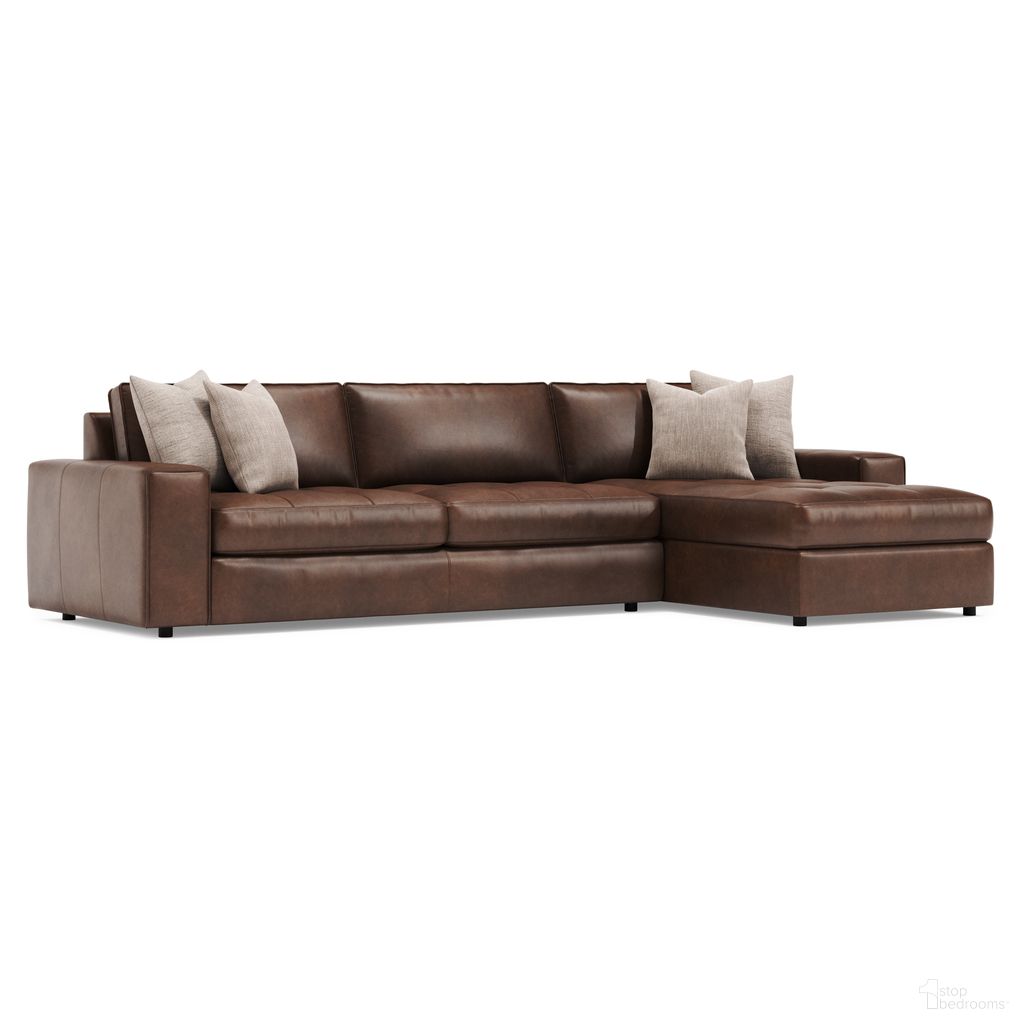 The appearance of Nest 2-Piece Leather Sectional In Brown designed by Bernhardt in the modern / contemporary interior design. This brown piece of furniture  was selected by 1StopBedrooms from Nest Collection to add a touch of cosiness and style into your home. Sku: 3337LO;3342LO. Material: Leather.