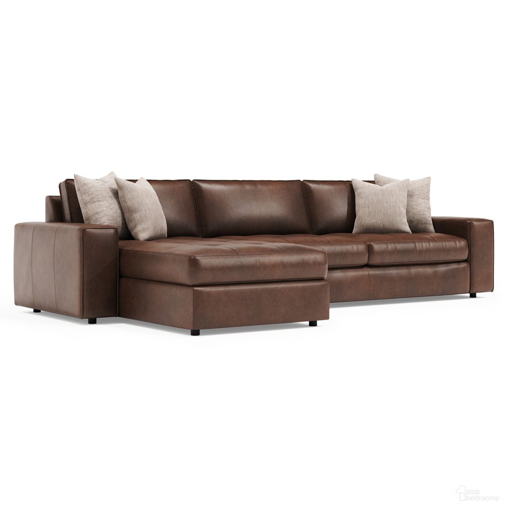 The appearance of Nest 2-Piece Leather Sectional In Brown designed by Bernhardt in the modern / contemporary interior design. This brown piece of furniture was selected by 1StopBedrooms from Nest Collection to add a touch of cosiness and style into your home. Sku: 3338LO;3341LO. Material: Leather.