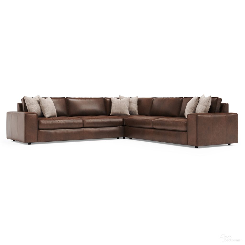 The appearance of Nest 3-Piece Leather Sectional In Brown designed by Bernhardt in the modern / contemporary interior design. This brown piece of furniture was selected by 1StopBedrooms from Nest Collection to add a touch of cosiness and style into your home. Sku: 3332LO;3341LO;3342LO. Material: Leather.