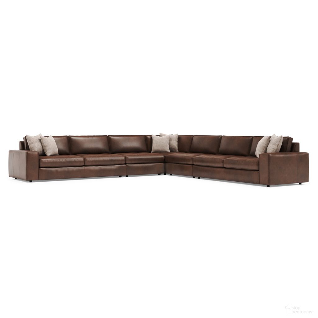 The appearance of Nest 5-Piece Leather Sectional In Brown designed by Bernhardt in the modern / contemporary interior design. This brown piece of furniture was selected by 1StopBedrooms from Nest Collection to add a touch of cosiness and style into your home. Sku: 3330LO;3330LO;3332LO;3341LO;3342LO. Material: Leather.