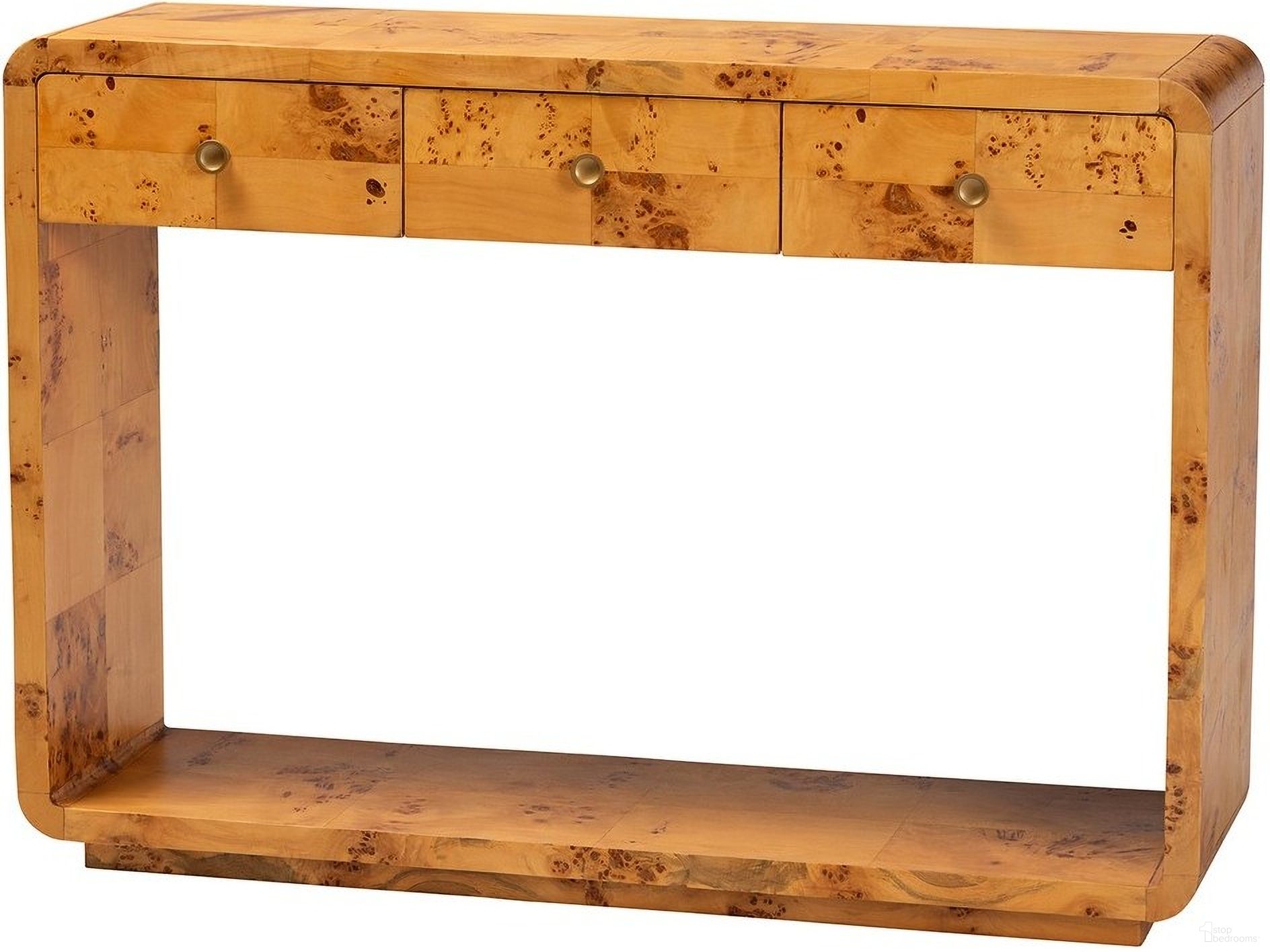 Netra Wood Console Table In Natural Real Burl