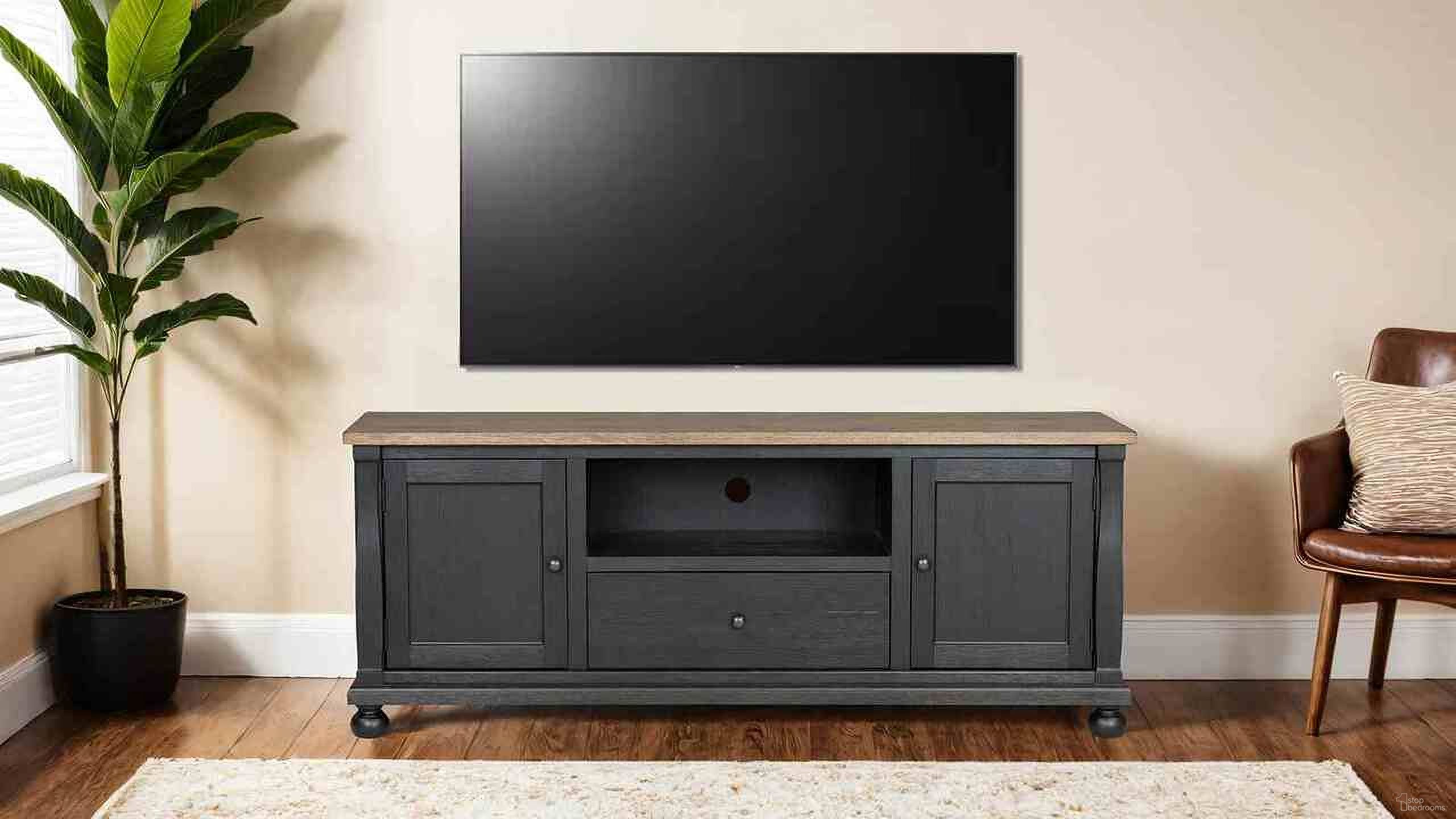 The appearance of Neue Mills 75 Inch TV Console In Weathered Black and Brown designed by Furniture of America in the modern / contemporary interior design. This weathered black/brown piece of furniture was selected by 1StopBedrooms from Neue Mills Collection to add a touch of cosiness and style into your home. Sku: FM40009BK-TV. Material: Rubberwood.