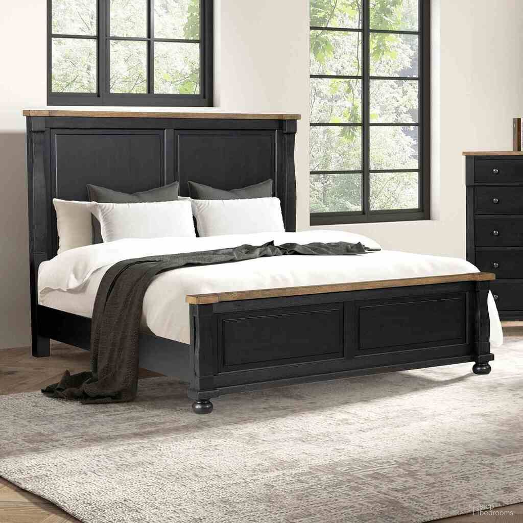 The appearance of Neue Mills Eastern King Bed In Farmhouse Black and Rustic Oak designed by Furniture of America in the modern / contemporary interior design. This farmhouse black/rustic oak piece of furniture was selected by 1StopBedrooms from Neue Mills Collection to add a touch of cosiness and style into your home. Sku: FM79009BK-K-FB;FM79009BK-K-HB;FM79009BK-R. Bed Type: Panel Bed. Bed Size: King. Material: Solid Rubberwood.
