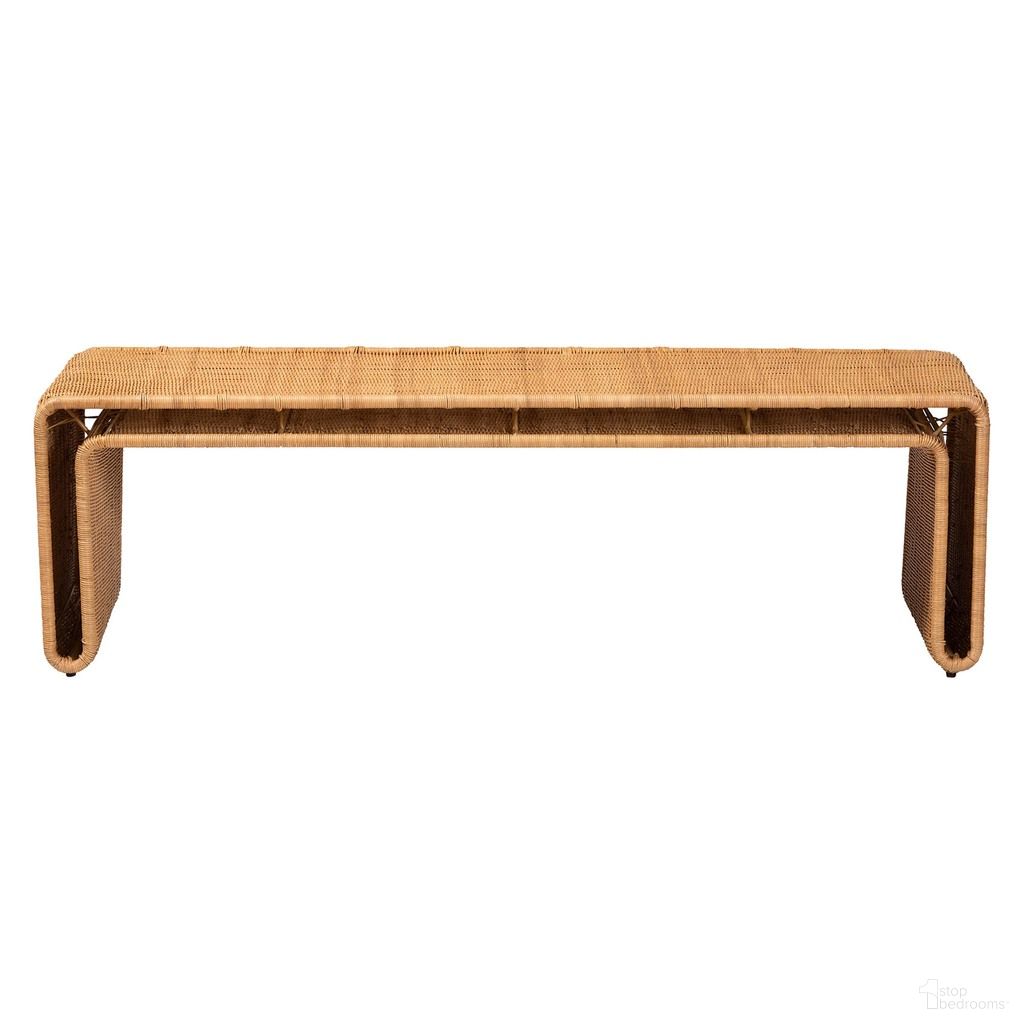 Nevada Rattan Accent Bench In Light Honey