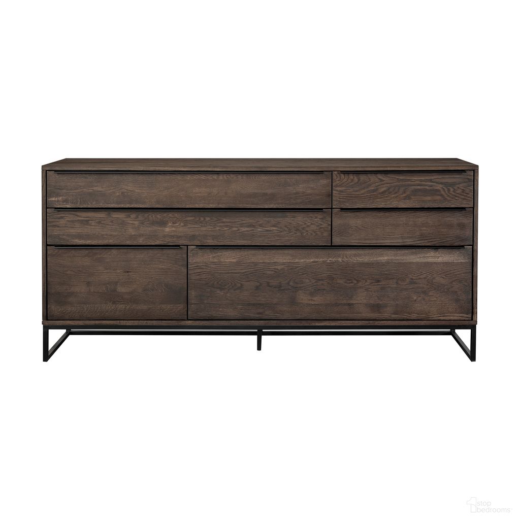 Nevada Rustic Oak Wood Sideboard In Dark Brown