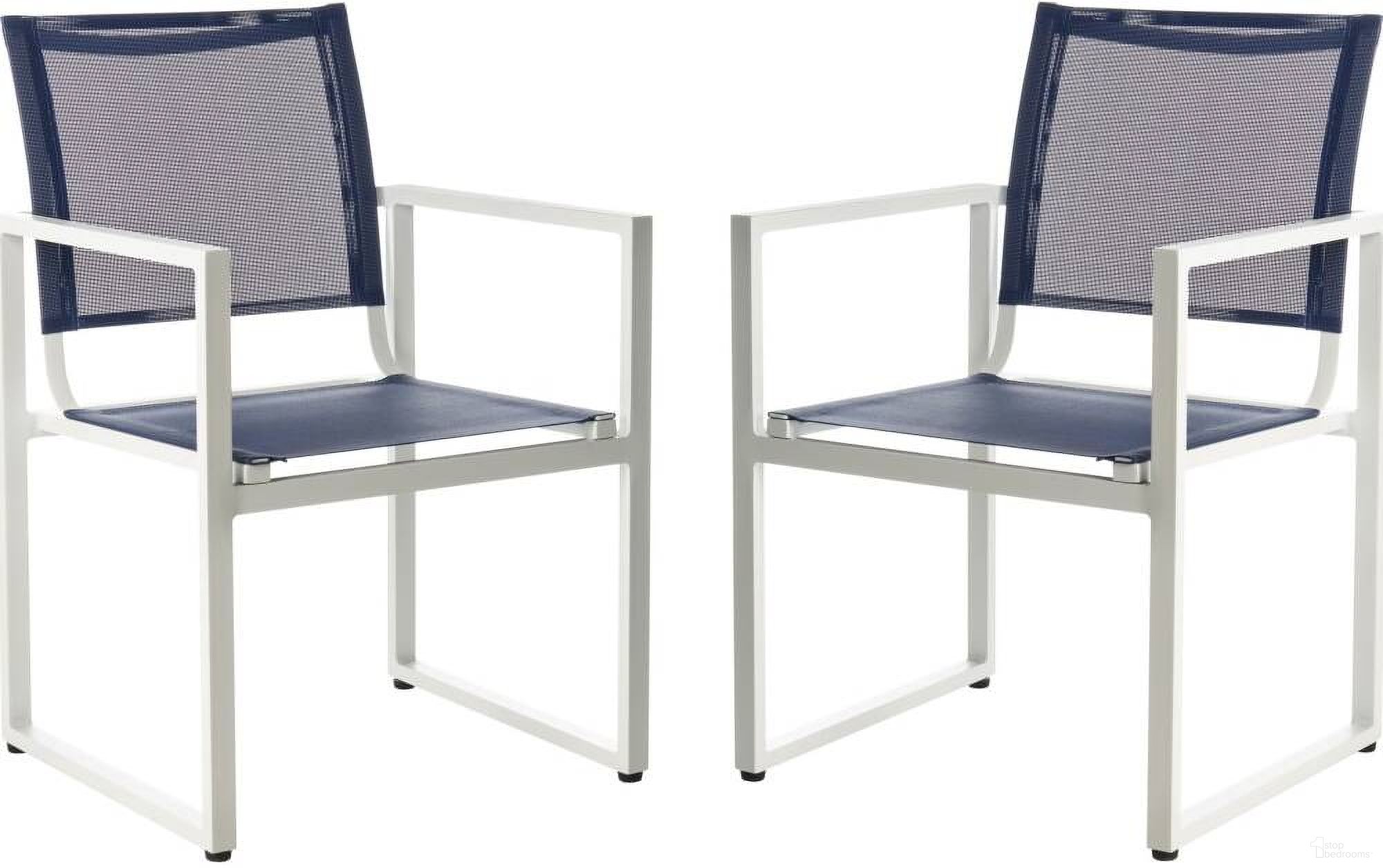 Neval Navy and White Stackable Chair Set of 2