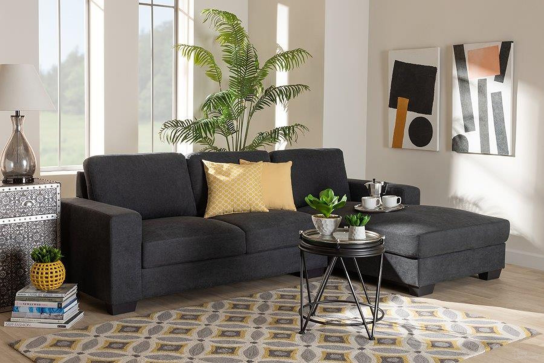 The appearance of Nevin Modern And Contemporary Dark Grey Fabric Upholstered Sectional Sofa With Right Facing Chaise designed by Baxton Studio in the modern / contemporary interior design. This dark grey piece of furniture  was selected by 1StopBedrooms from Nevin Collection to add a touch of cosiness and style into your home. Sku: J099S-Dark Grey-RFC. Material: Polyester. Layout: L-Shape. Orientation: RAF.