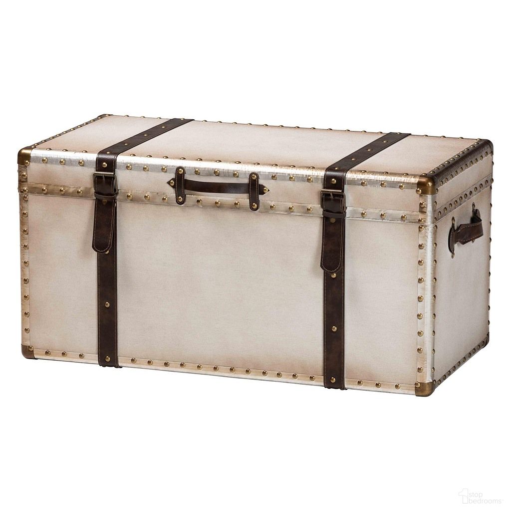 Nevio Canvas Storage Trunk In Coffee and Beige