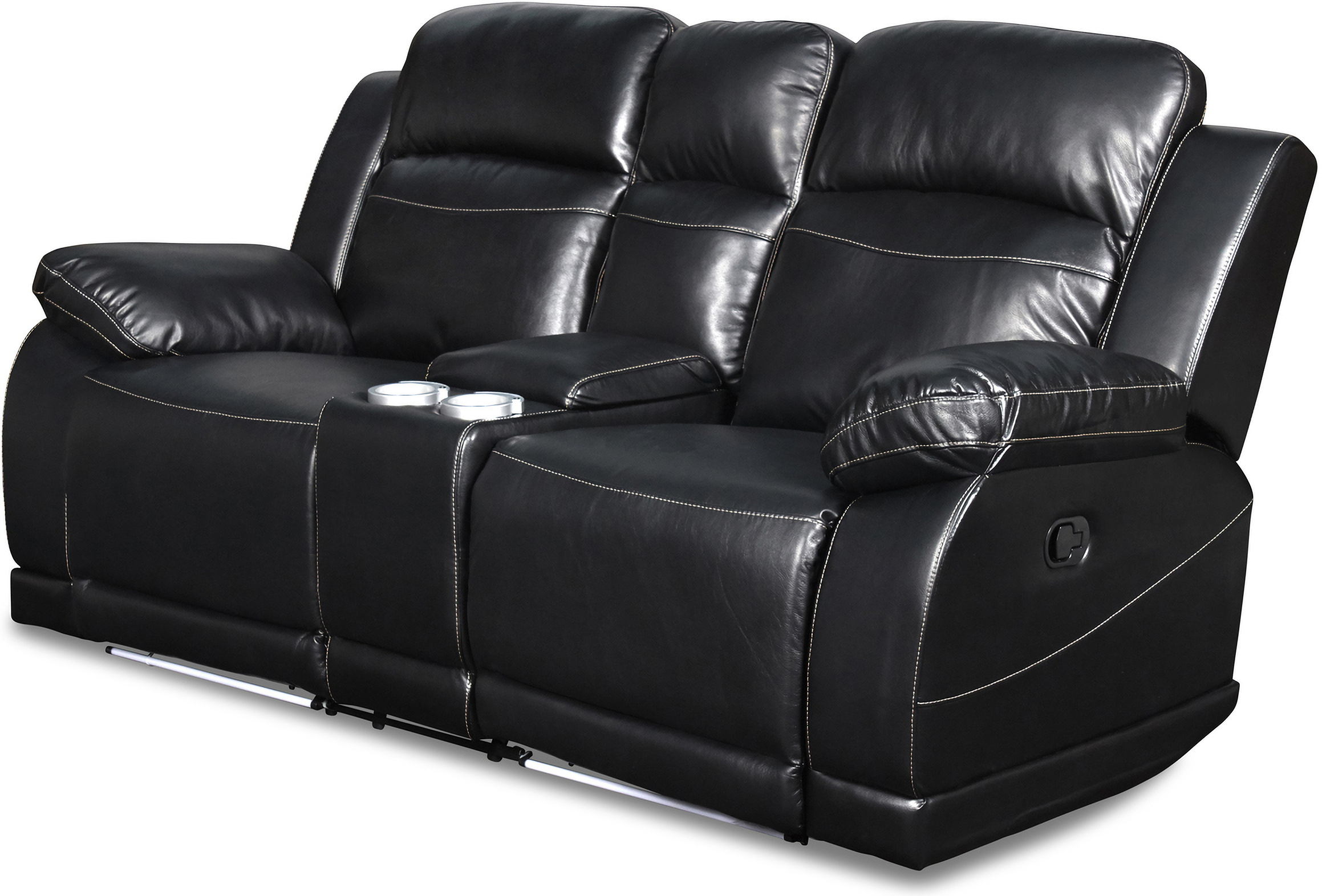 New Classic Vega Dual Recliner Console Loveseat In Premiere Black U3822