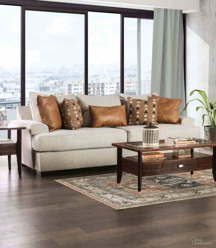 New Meadows Sofa In Sand and Caramel