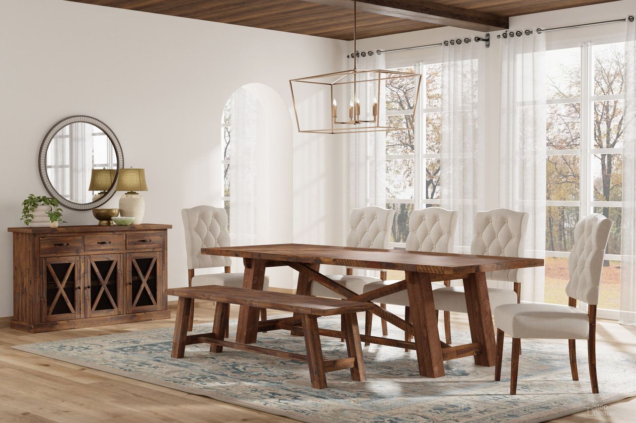 Newberry Rectangular Dining Room Set In Medium Brown
