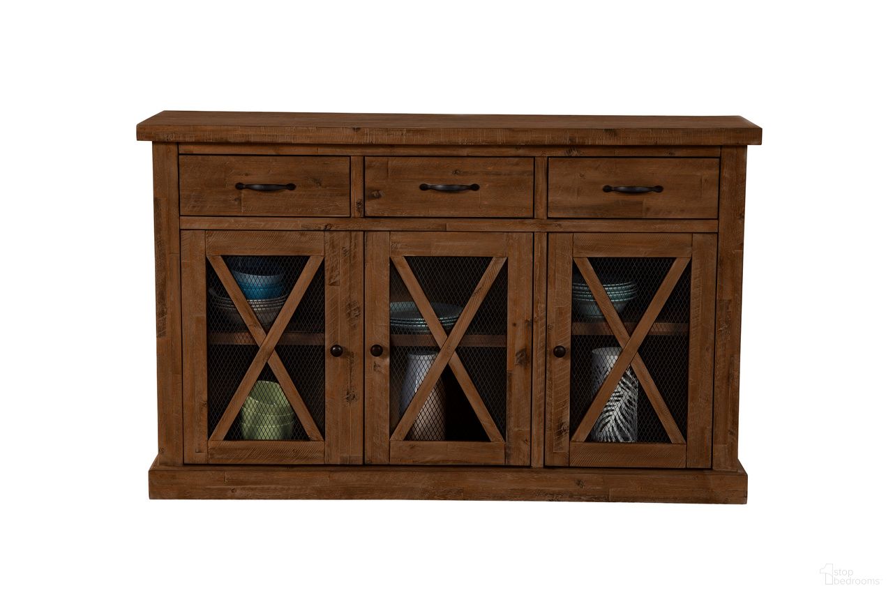 The appearance of Newberry Sideboard In Medium Brown designed by Alpine in the country / farmhouse interior design. This medium brown piece of furniture was selected by 1StopBedrooms from Newberry Collection to add a touch of cosiness and style into your home. Sku: 4068-06. Material: Acacia.