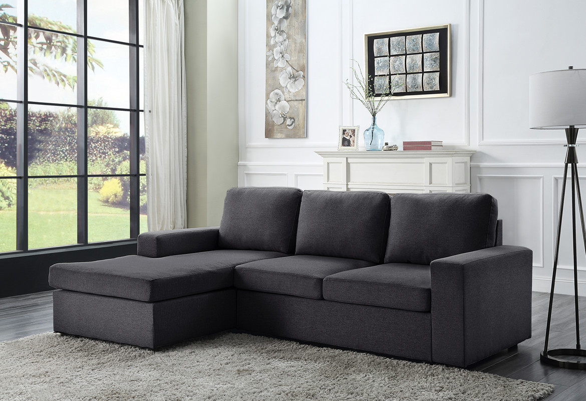 Newlyn Sofa With Reversible Chaise In Dark Gray Linen - 1StopBedrooms