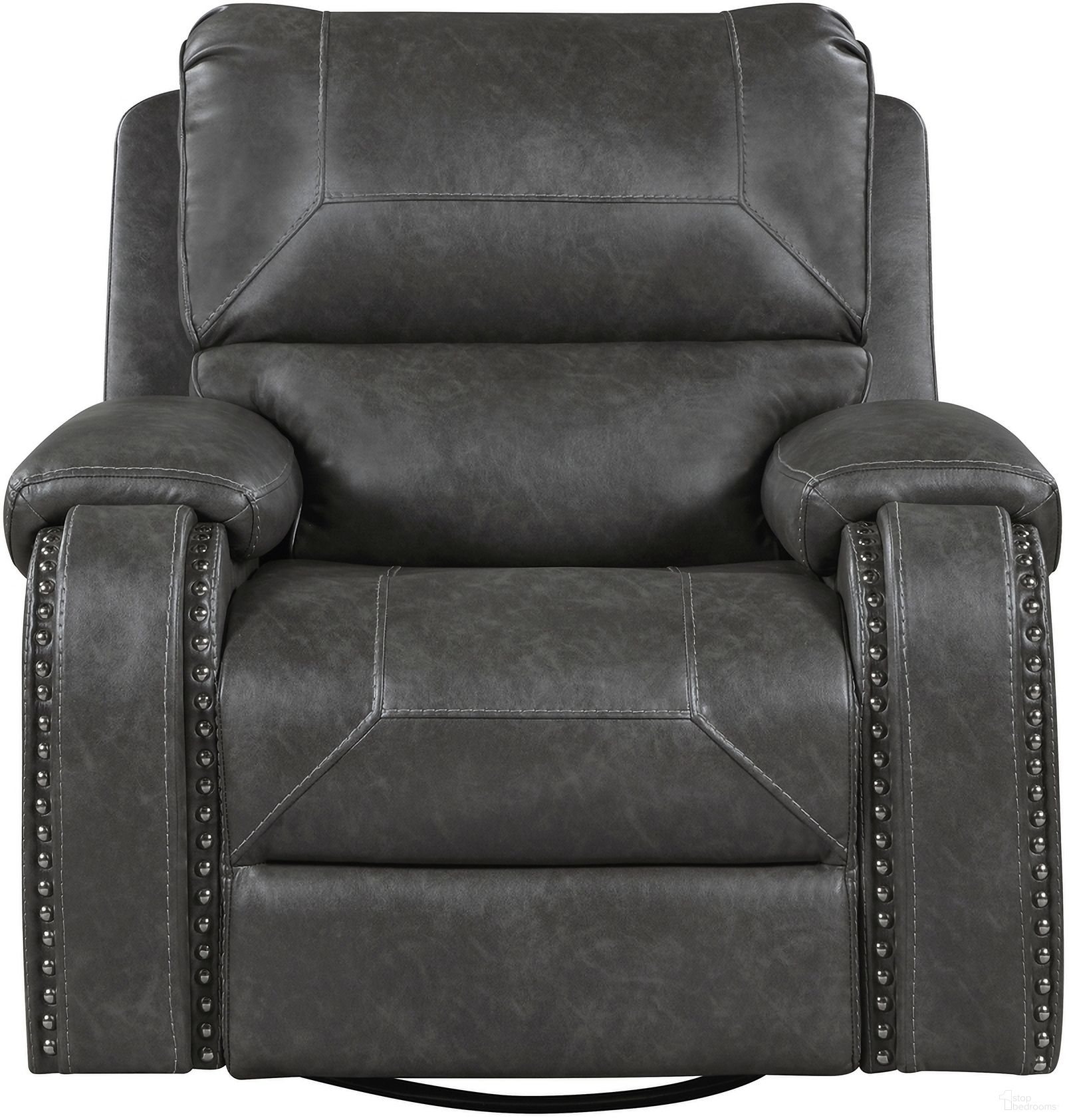 The appearance of Newnan Swivel Glider Reclining Chair In Gray designed by Homelegance in the traditional interior design. This gray piece of furniture  was selected by 1StopBedrooms from Newnan Collection to add a touch of cosiness and style into your home. Sku: 8549GRY-1. Material: Faux Leather.