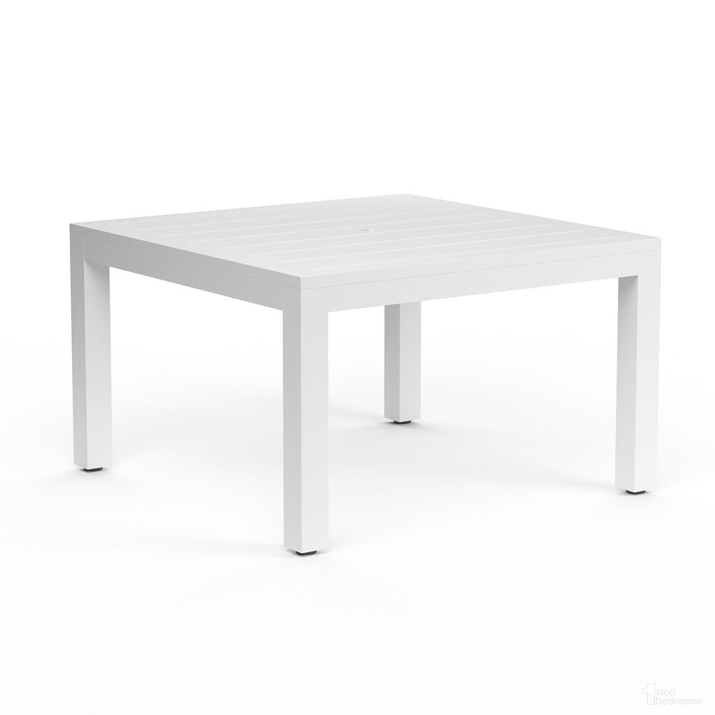 The appearance of Newport 48" Square Dining Table in Satin White designed by Sunset West in the modern / contemporary interior design. This satin white piece of furniture  was selected by 1StopBedrooms from Newport Collection to add a touch of cosiness and style into your home. Sku: SW4801-T48. Material: Aluminum.
