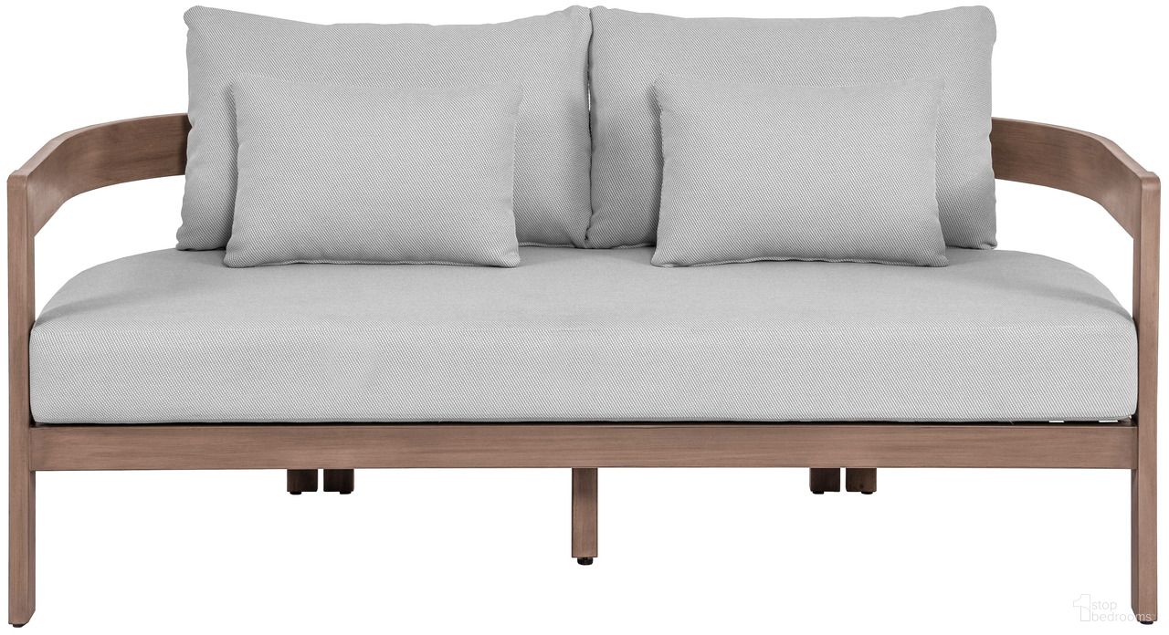 The appearance of Newport 65 Inch Fabric Upholstered Outdoor Patio Loveseat In Grey and Natural designed by Meridian in the modern / contemporary interior design. This grey and natural piece of furniture  was selected by 1StopBedrooms from Newport Collection to add a touch of cosiness and style into your home. Sku: 396Grey-L. Material: Fabric.
