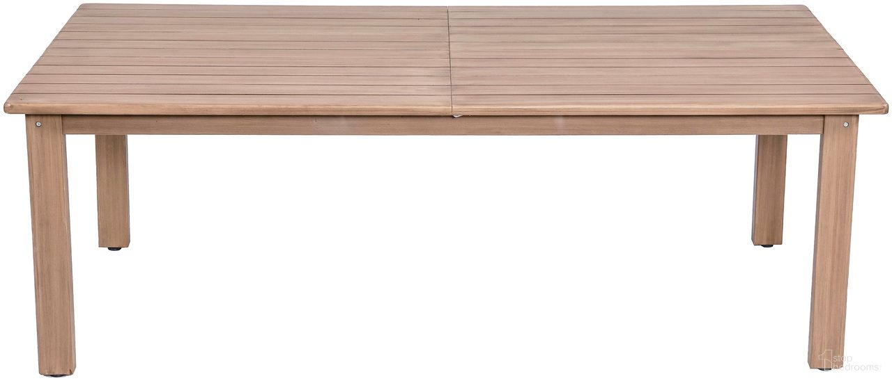 The appearance of Newport 86.75 Inch Acacia Wood Outdoor Patio Dining Table In Natural and Brushed Natural designed by Meridian in the modern / contemporary interior design. This natural/brushed natural piece of furniture  was selected by 1StopBedrooms from Newport Collection to add a touch of cosiness and style into your home. Sku: 396-DT. Table Base Style: Legs. Table Top Shape: Rectangular. Material: Acacia Wood.