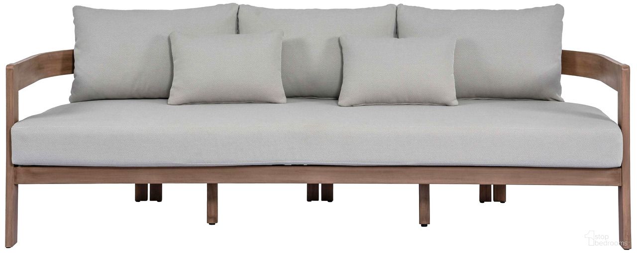 The appearance of Newport 86.75 Inch Fabric Upholstered Outdoor Patio Sofa In Grey and Natural designed by Meridian in the modern / contemporary interior design. This grey and natural piece of furniture  was selected by 1StopBedrooms from Newport Collection to add a touch of cosiness and style into your home. Sku: 396Grey-S. Material: Fabric.