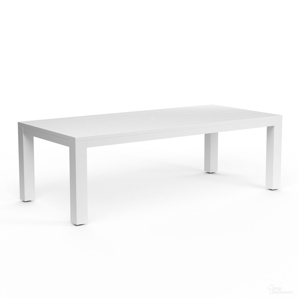 The appearance of Newport 90" Dining Table in Satin White designed by Sunset West in the modern / contemporary interior design. This satin white piece of furniture  was selected by 1StopBedrooms from Newport Collection to add a touch of cosiness and style into your home. Sku: SW4801-T90. Material: Aluminum.