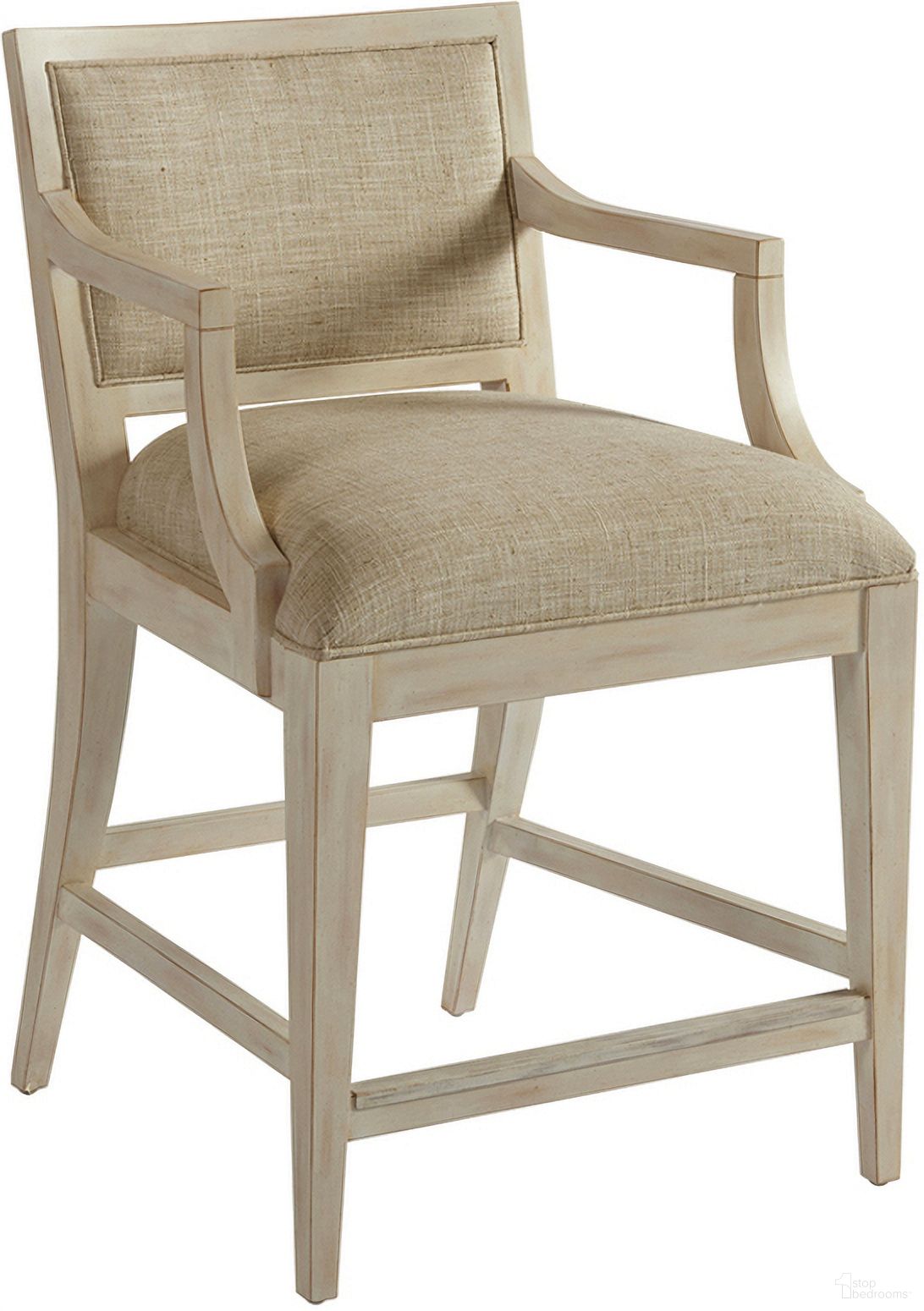 The appearance of Newport Eastbluff Upholstered Counter Stool In Sailcloth designed by Barclay Butera in the transitional interior design. This sailcloth piece of furniture was selected by 1StopBedrooms from Newport Collection to add a touch of cosiness and style into your home. Sku: 921-895-01. Material: Wood.