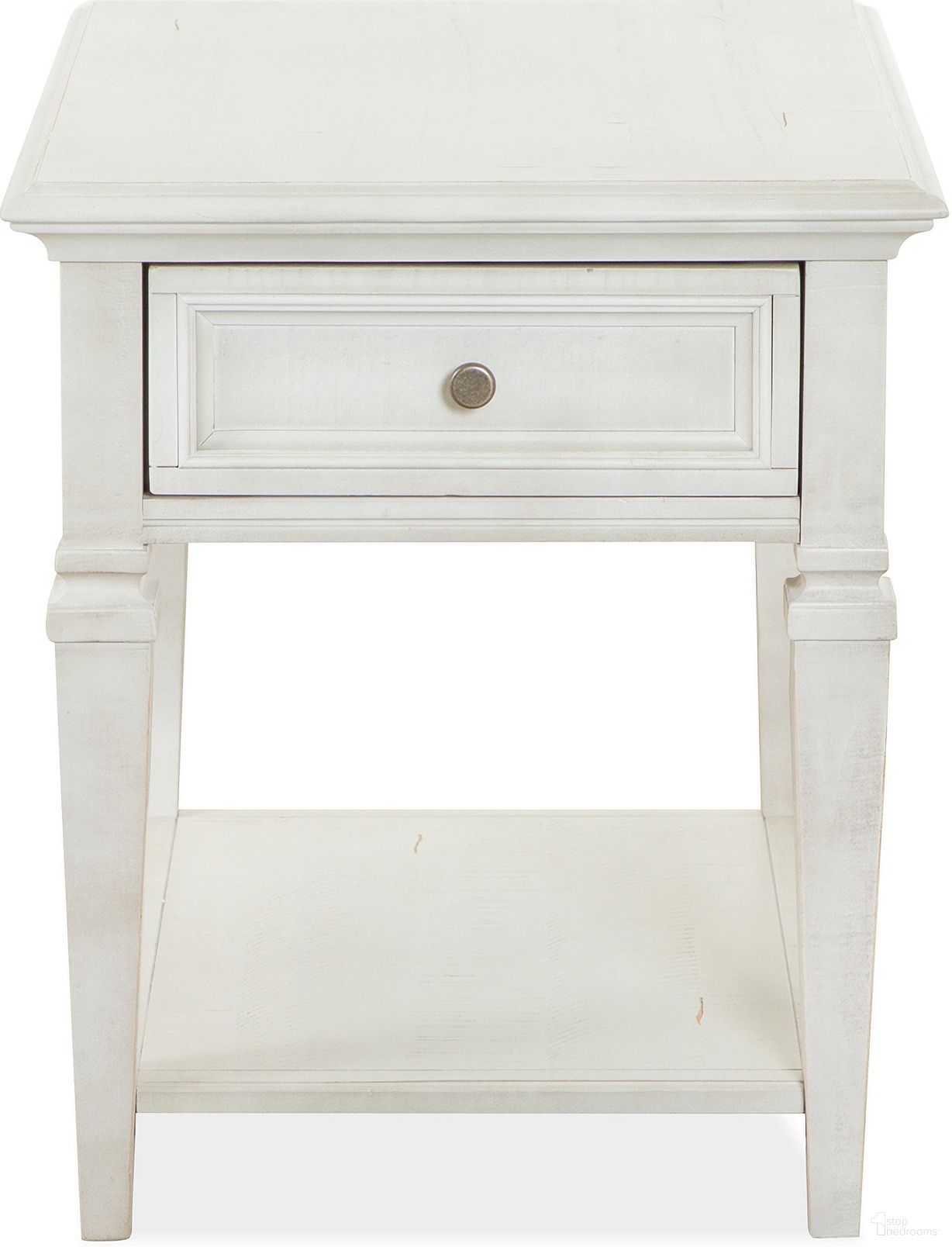 The appearance of Newport Rectangular End Table In Alabaster designed by Magnussen in the traditional interior design. This alabaster piece of furniture  was selected by 1StopBedrooms from Newport Collection to add a touch of cosiness and style into your home. Sku: T5430-03. Material: Pine.