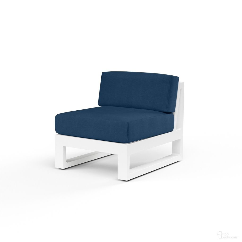 The appearance of Newport Armless Club Chair in Spectrum Indigo designed by Sunset West in the modern / contemporary interior design. This spectrum indigo piece of furniture was selected by 1StopBedrooms from Newport Collection to add a touch of cosiness and style into your home. Sku: SW4801-AC-48080. Material: Aluminum.