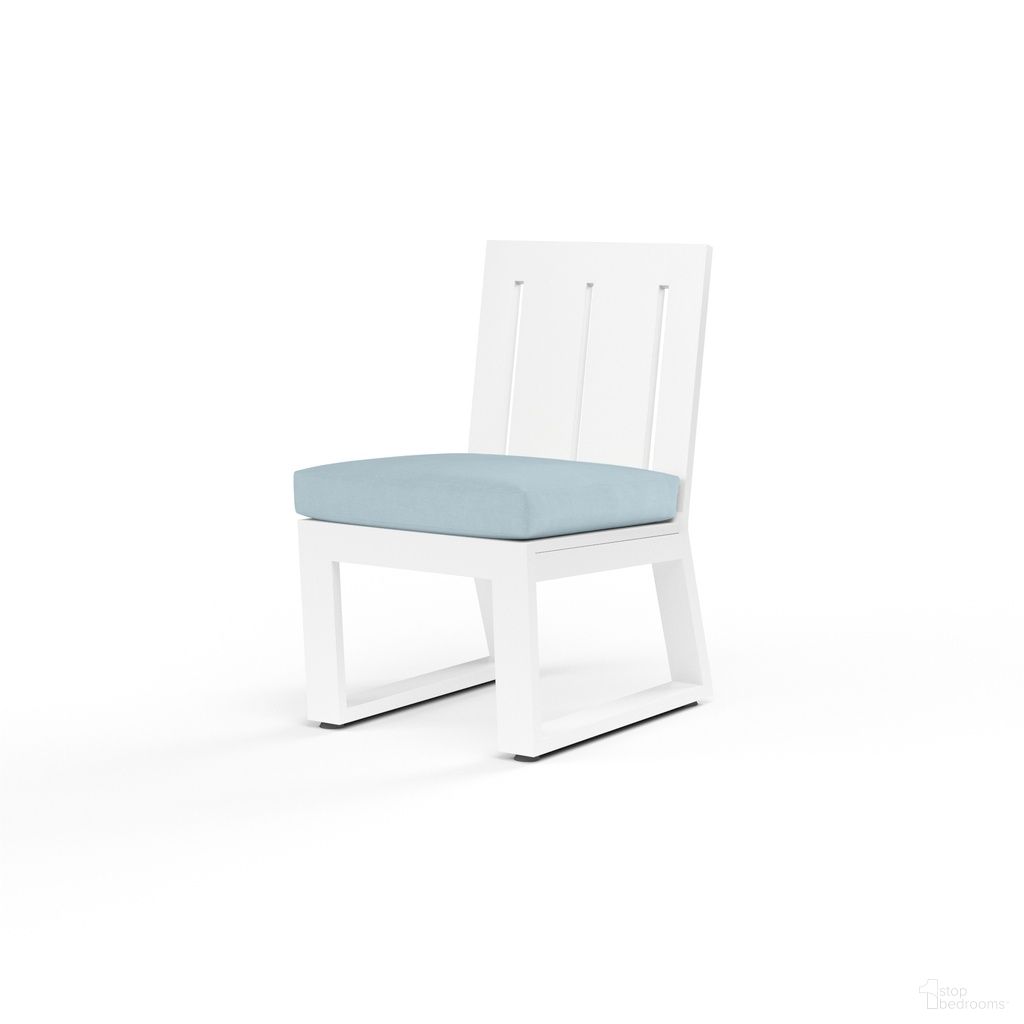 The appearance of Newport Armless Dining Chair in Canvas Skyline designed by Sunset West in the modern / contemporary interior design. This canvas skyline piece of furniture was selected by 1StopBedrooms from Newport Collection to add a touch of cosiness and style into your home. Sku: SW4801-1A-14091. Material: Aluminum.