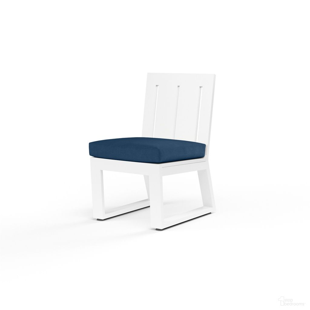 The appearance of Newport Armless Dining Chair in Spectrum Indigo designed by Sunset West in the modern / contemporary interior design. This spectrum indigo piece of furniture was selected by 1StopBedrooms from Newport Collection to add a touch of cosiness and style into your home. Sku: SW4801-1A-48080. Material: Aluminum.