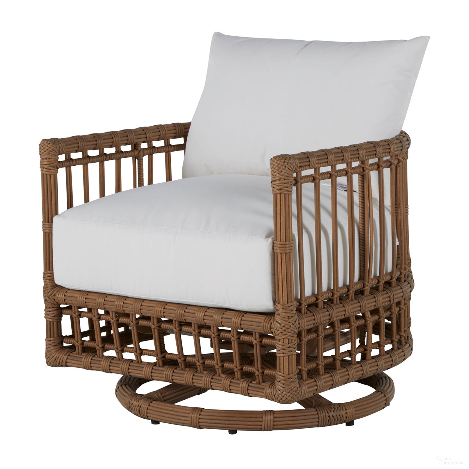 The appearance of Newport Barrel Swivel Chair In Avila Navy designed by Summer Classics in the transitional interior design. This avila navy piece of furniture was selected by 1StopBedrooms from Newport Collection to add a touch of cosiness and style into your home. Sku: 324366+C795P4947N. Material: Wicker.