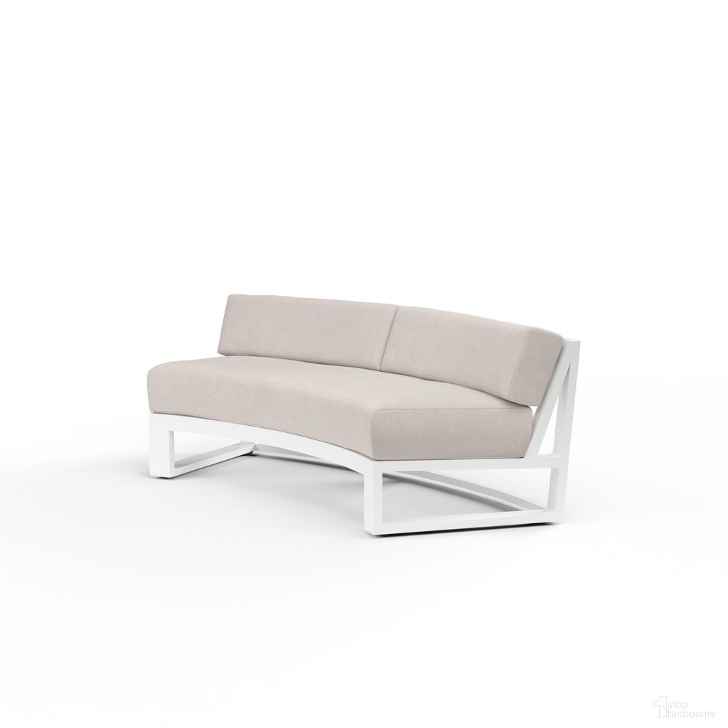 The appearance of Newport Curved Sofa in Canvas Natural designed by Sunset West in the modern / contemporary interior design. This canvas natural piece of furniture was selected by 1StopBedrooms from Newport Collection to add a touch of cosiness and style into your home. Sku: SW4801-CRV-5404. Material: Aluminum.