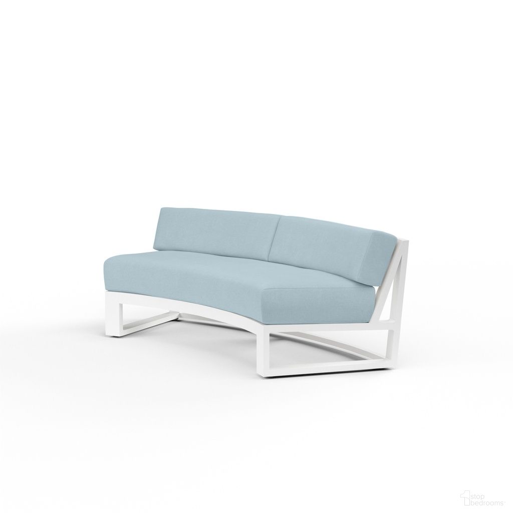 The appearance of Newport Curved Sofa in Canvas Skyline designed by Sunset West in the modern / contemporary interior design. This canvas skyline piece of furniture was selected by 1StopBedrooms from Newport Collection to add a touch of cosiness and style into your home. Sku: SW4801-CRV-14091. Material: Aluminum.