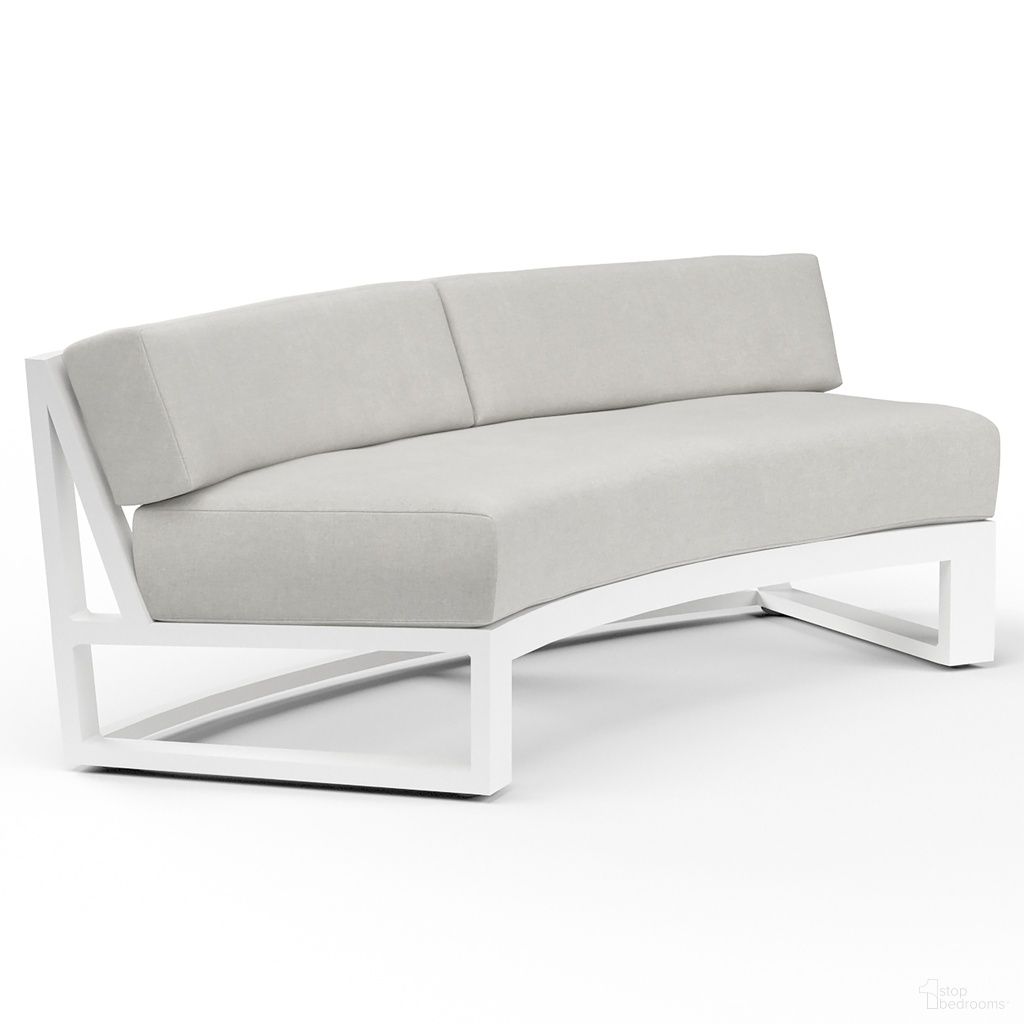 The appearance of Newport Curved Sofa in Cast Silver designed by Sunset West in the modern / contemporary interior design. This cast silver piece of furniture was selected by 1StopBedrooms from Newport Collection to add a touch of cosiness and style into your home. Sku: SW4801-CRV-SLV-STKIT. Material: Aluminum.