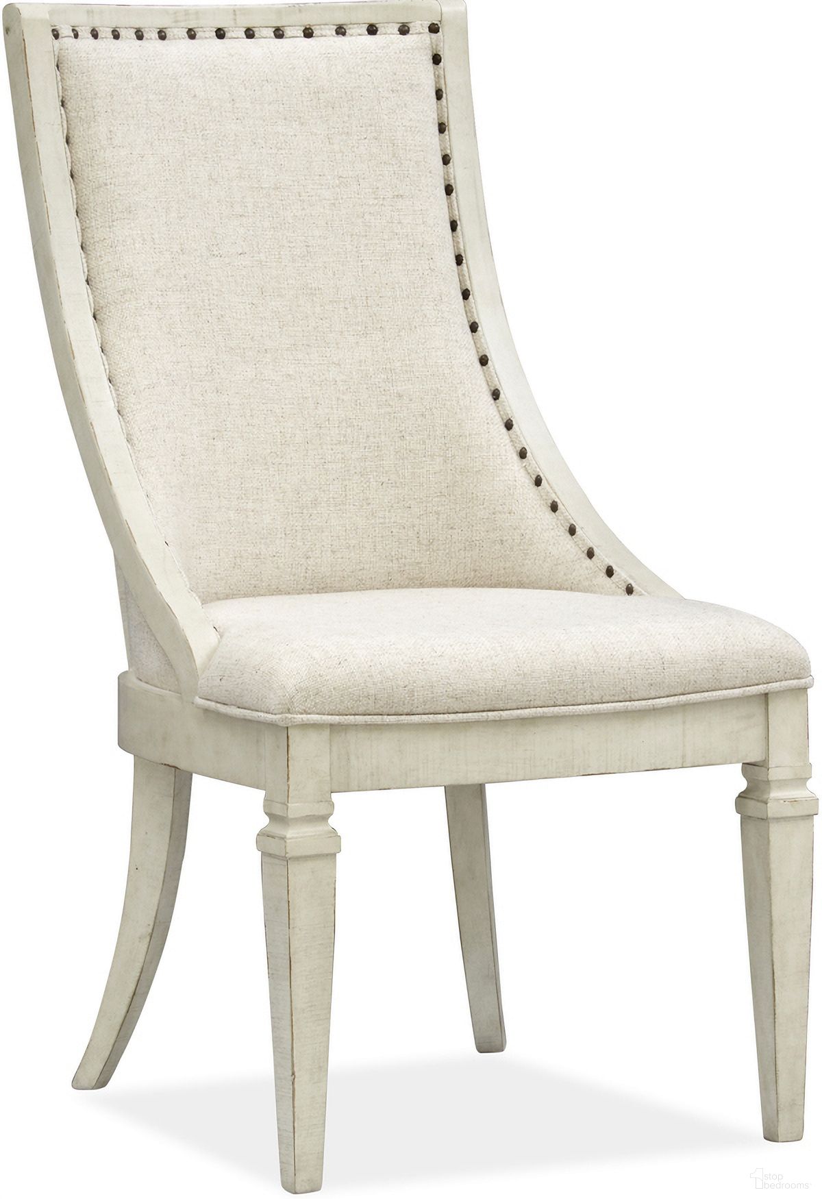 The appearance of Newport Dining Arm Chair with Upholstered Seat and Back Set of 2 In Alabaster designed by Magnussen in the coastal interior design. This alabaster piece of furniture  was selected by 1StopBedrooms from Newport Collection to add a touch of cosiness and style into your home. Sku: D5430-73. Material: Pine Veneer. Chair Type: Side Chair.