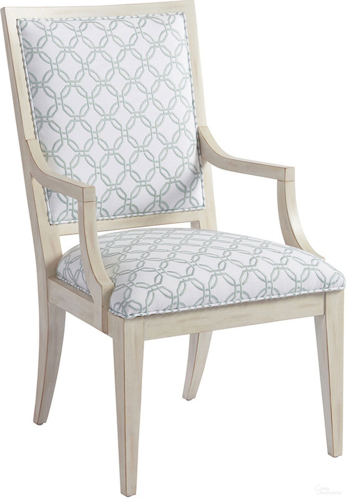 The appearance of Newport Eastbluff Upholstered Arm Chair In Light Blue designed by Barclay Butera in the traditional interior design. This light blue piece of furniture was selected by 1StopBedrooms from Newport Collection to add a touch of cosiness and style into your home. Sku: 921-881-40. Material: Wood. Chair Type: Arm Chair.