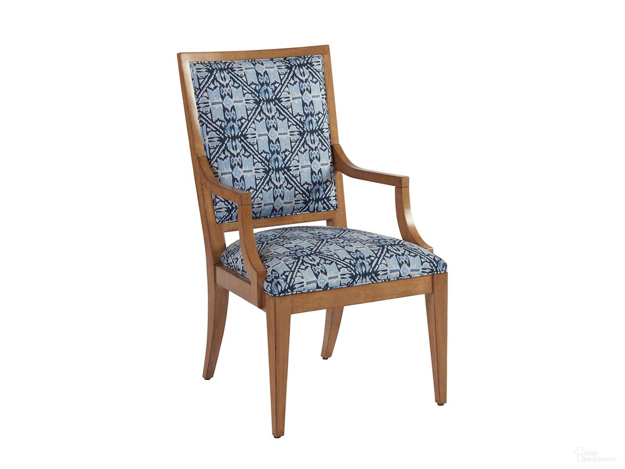 The appearance of Newport Eastbluff Upholstered Arm Chair In Blue designed by Barclay Butera in the transitional interior design. This blue piece of furniture  was selected by 1StopBedrooms from Newport Collection to add a touch of cosiness and style into your home. Sku: 920-881. Material: Wood. Chair Type: Arm Chair.