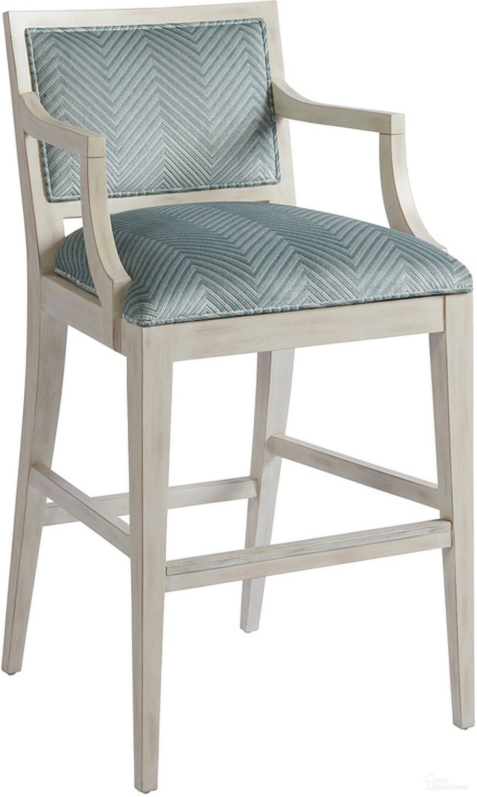 The appearance of Newport Eastbluff Upholstered Bar Stool In Sailcloth designed by Barclay Butera in the traditional interior design. This sailcloth piece of furniture  was selected by 1StopBedrooms from Newport Collection to add a touch of cosiness and style into your home. Sku: 921-896-41. Material: Wood.