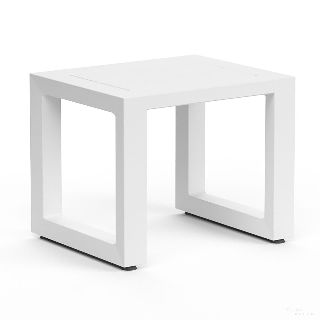The appearance of Newport End Table in Satin White designed by Sunset West in the modern / contemporary interior design. This satin white piece of furniture  was selected by 1StopBedrooms from Newport Collection to add a touch of cosiness and style into your home. Sku: SW4801-ET. Material: Aluminum.