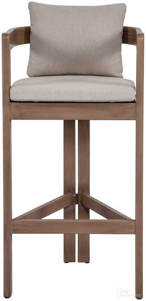 The appearance of Newport Fabric Upholstered Outdoor Patio Bar Stool In Beige and Natural designed by Meridian in the modern / contemporary interior design. This beige/natural piece of furniture  was selected by 1StopBedrooms from Newport Collection to add a touch of cosiness and style into your home. Sku: 398Beige-C. Material: Fabric.