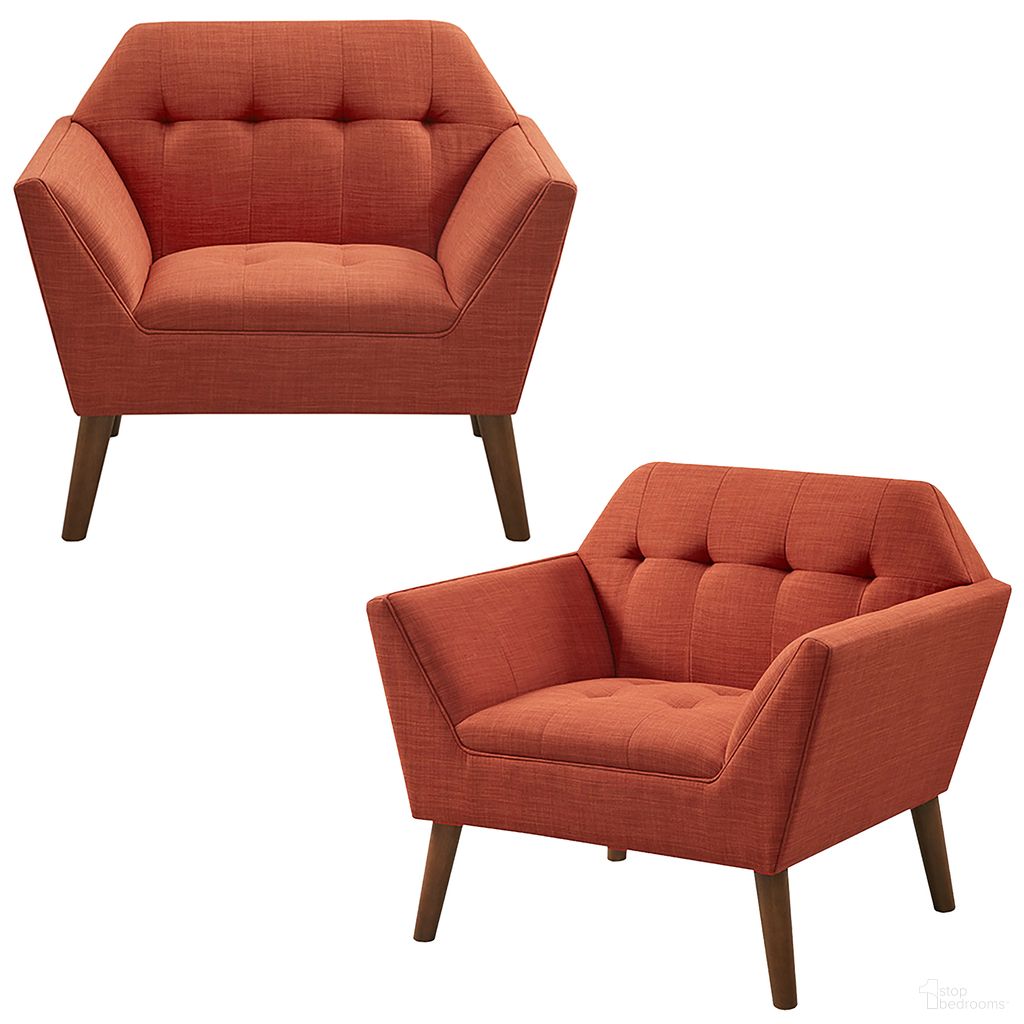 The appearance of Newport Lounge Chair Set of 2 In Spice designed by Olliix in the transitional interior design. This spice piece of furniture  was selected by 1StopBedrooms from Newport Collection to add a touch of cosiness and style into your home. Sku: II100-0586. Material: Polyester.